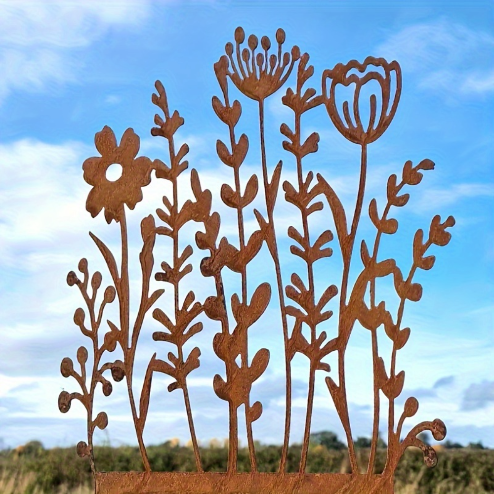 Home Decor Enthusiast - Rustic Metal Wildflower Garden Stake -