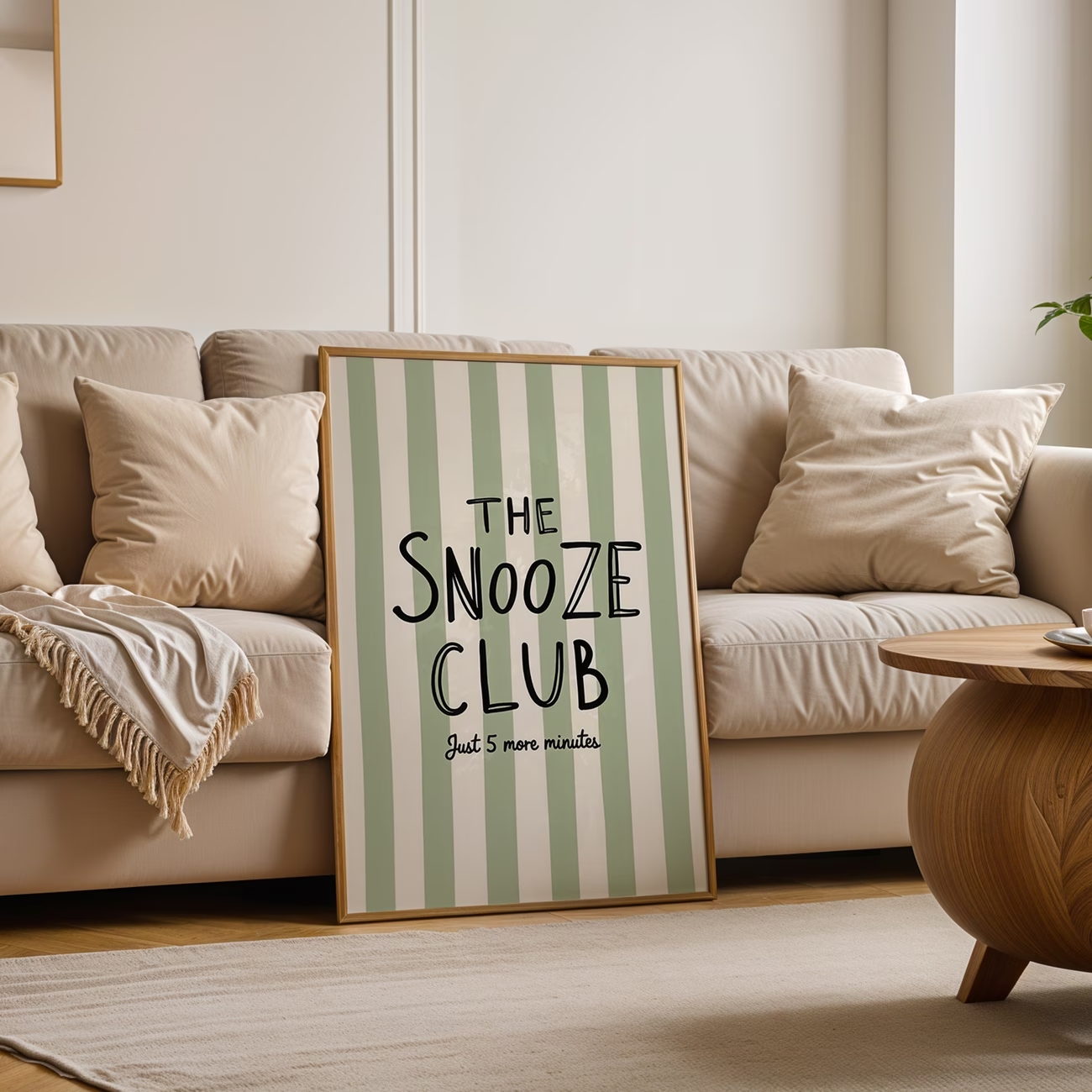 Home Decor Retro - Modern,Retro Sleep Phrases Mint Green Stripe