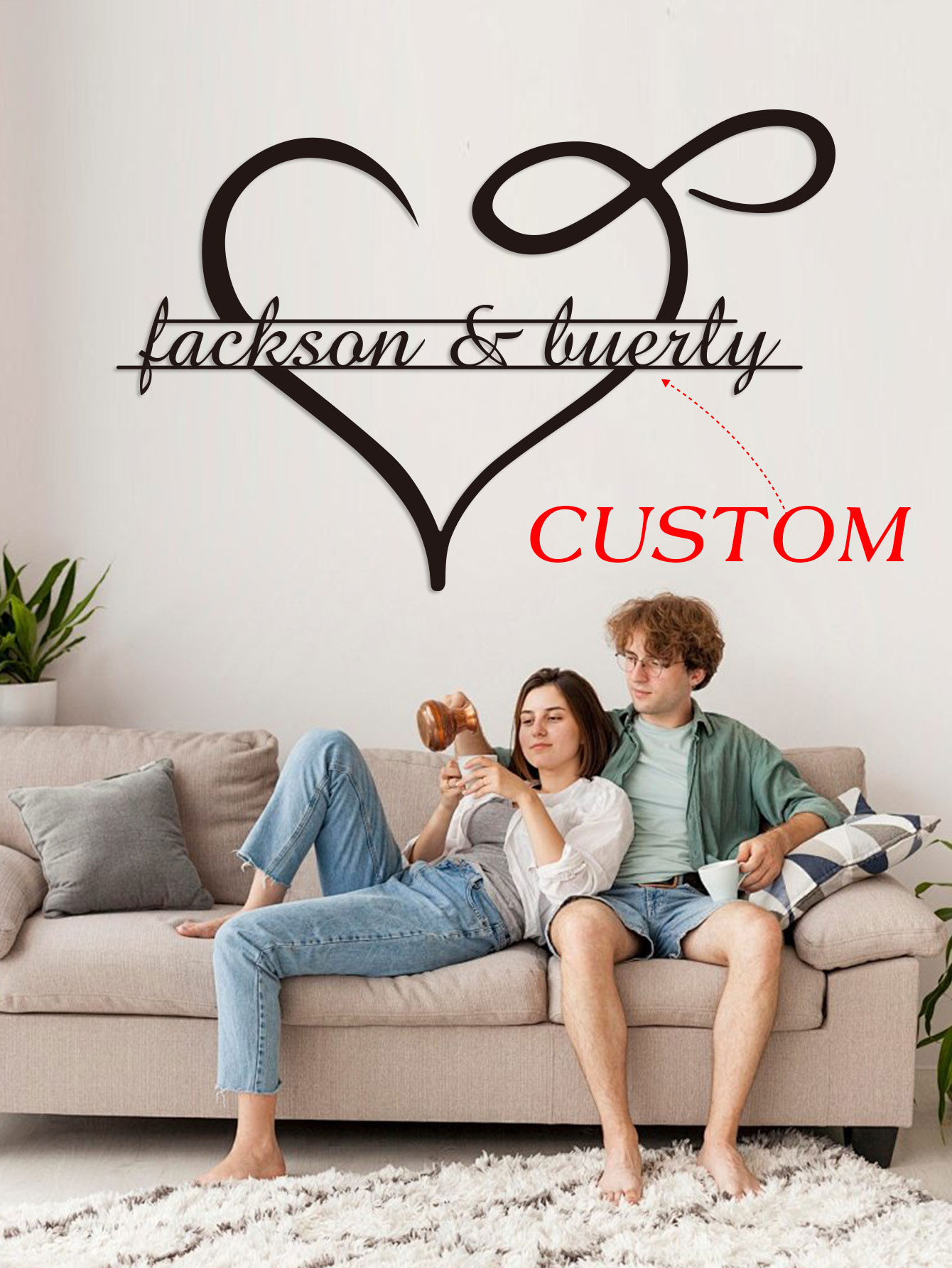 Home Decor Living Room - Custom Reusable Pre-pasted Metal Heart-Shaped Art