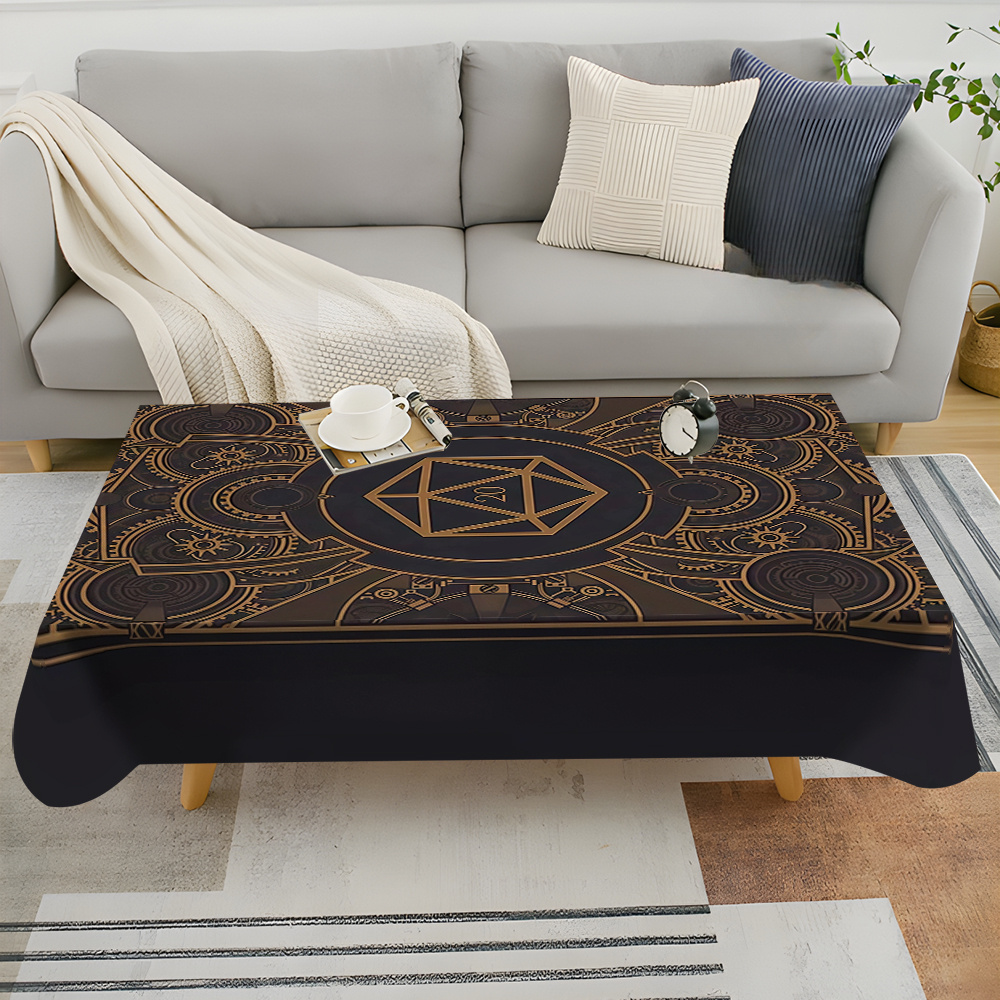 Home Decor Gold - Steampunk Black Golden Gear Pattern Tablecloth