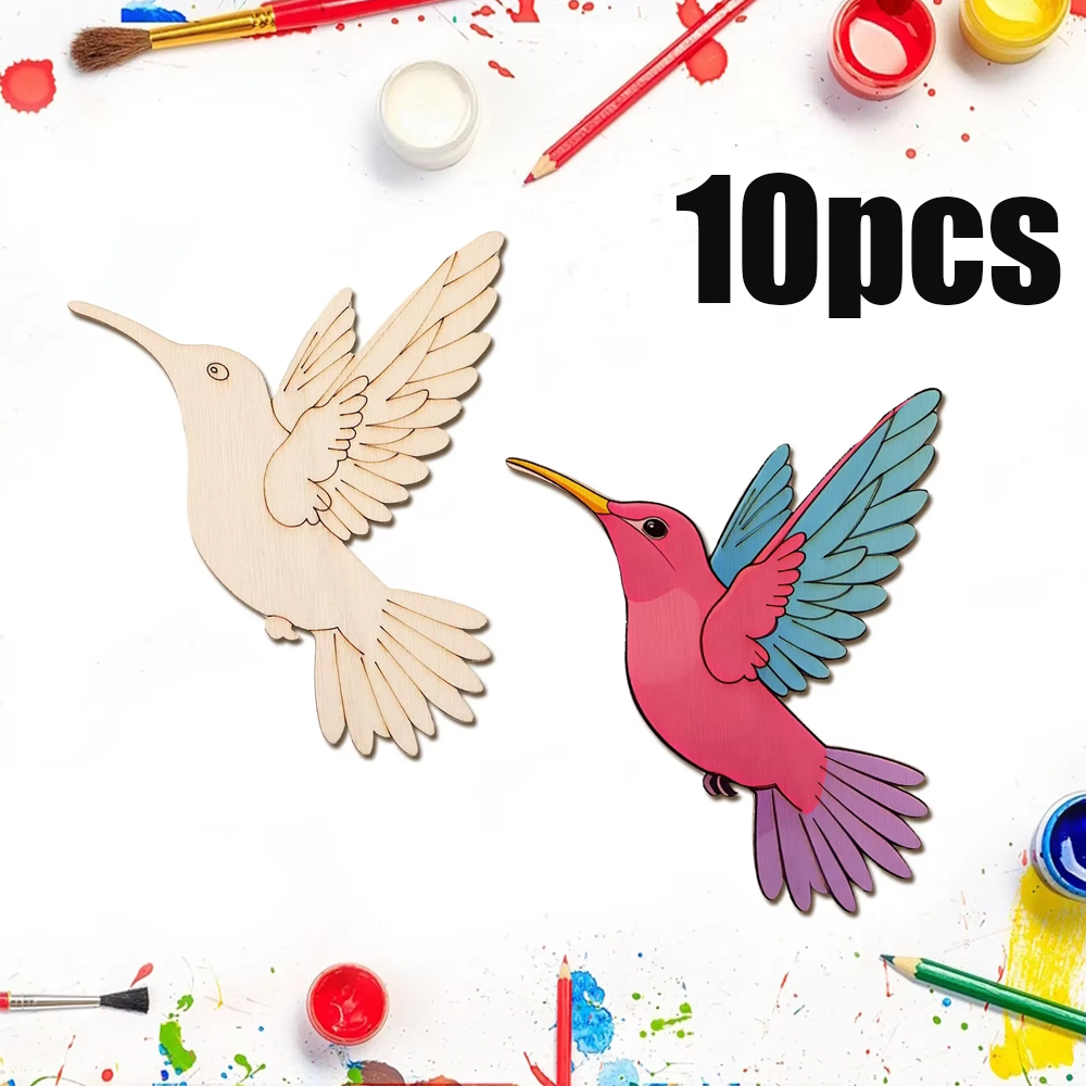 Home Decoration - 10pcs Unfinished Wood Animal Bird Cutouts,Wooden