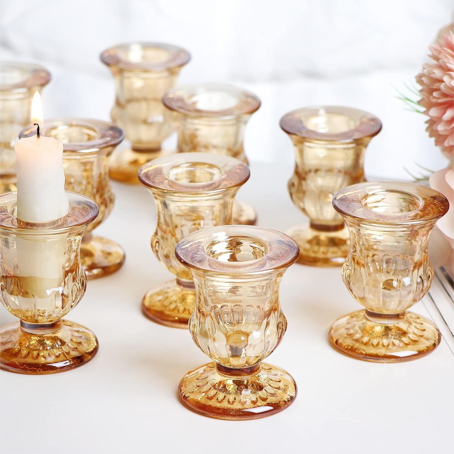 Home Decor Gold - Gold Candlestick Holders Set of 12