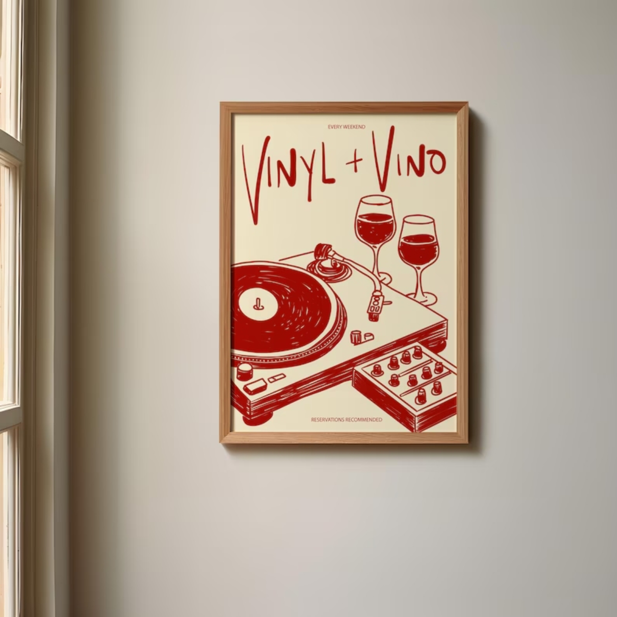 Home Decor Online - Vinyl & Vino Music Illustration Wine