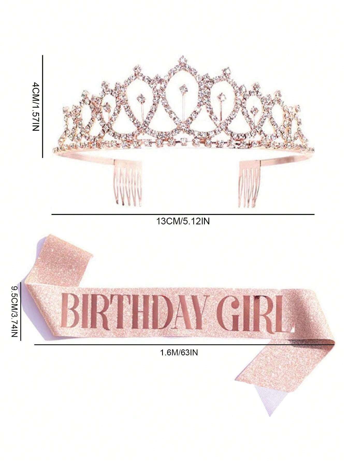 Home Decor For Birthday - 2pcs Rhinestone Decor Birthday Party Crown