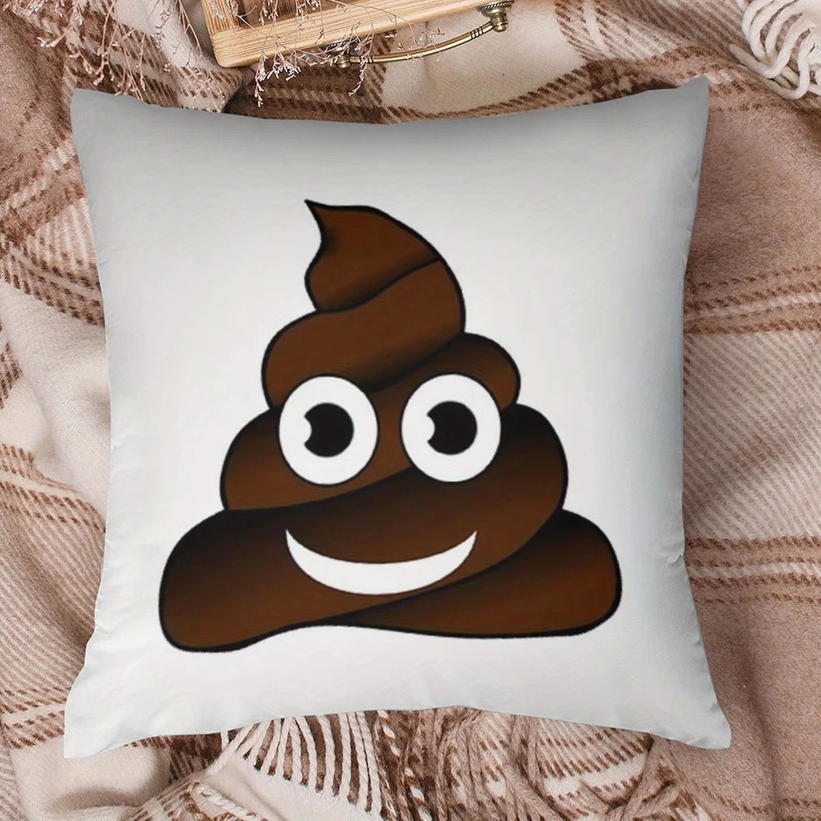 Home Decor Emoji - Double Sided Funny Poop Pillow Case,