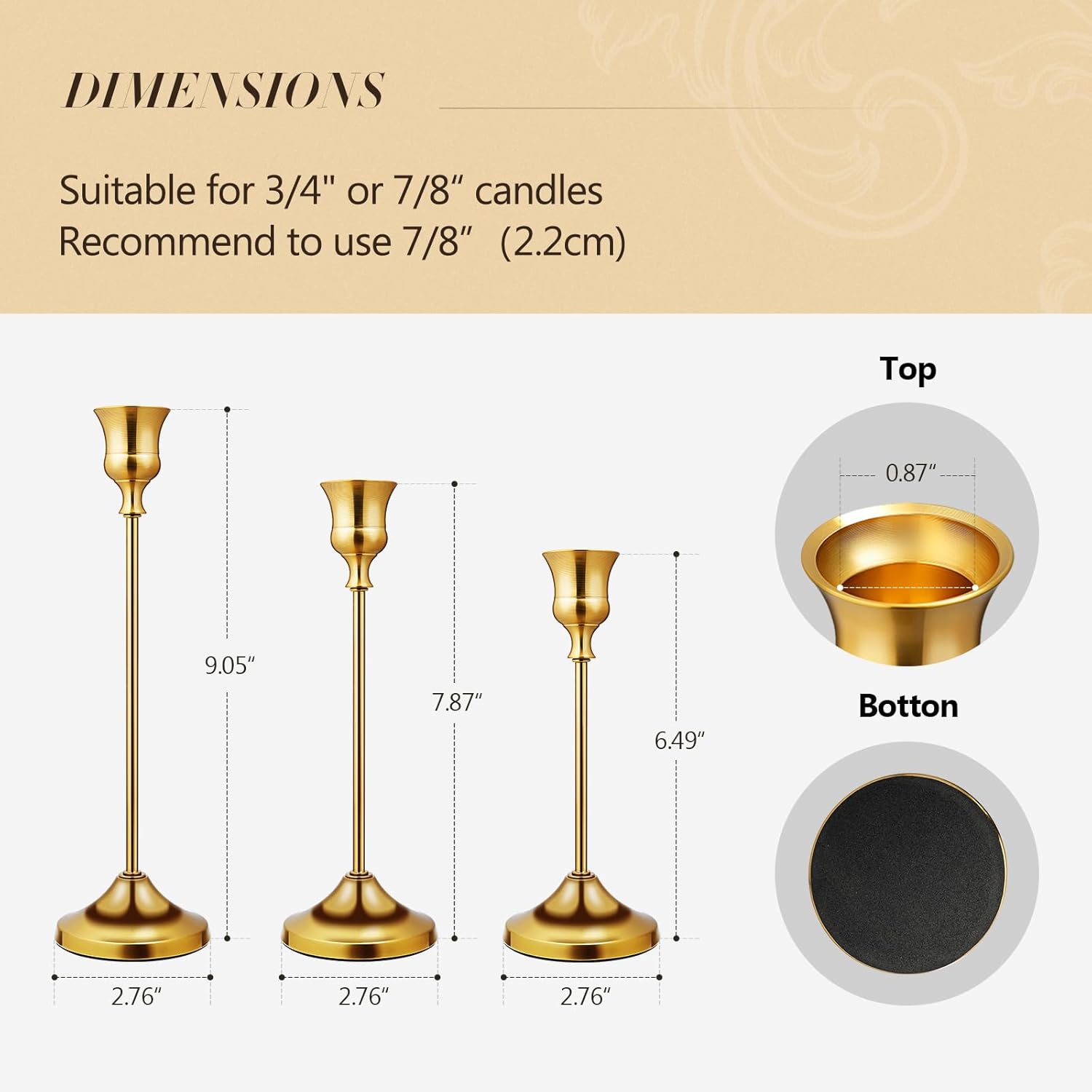 Metal Taper Candle Holders Set - đánh giá và giá Home Decor Gold