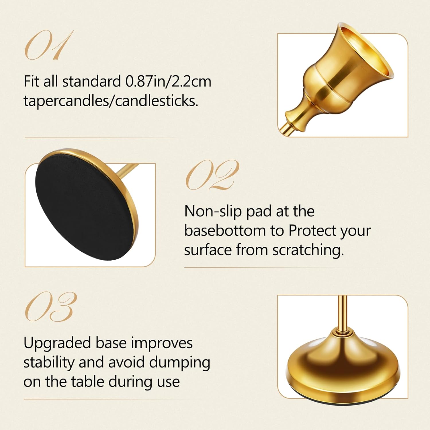 Metal Taper Candle Holders Set - đánh giá và giá Home Decor Gold