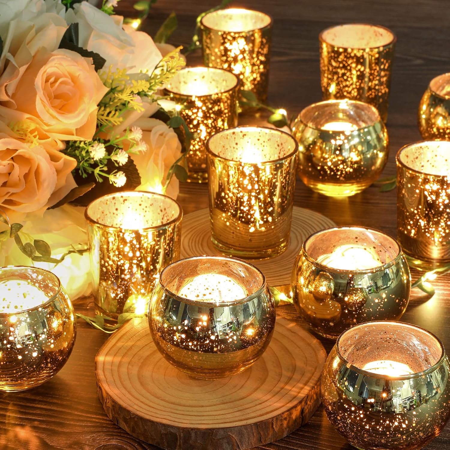 12 Gold Mercury Glass Votive C - đánh giá và giá Home Decor Gold