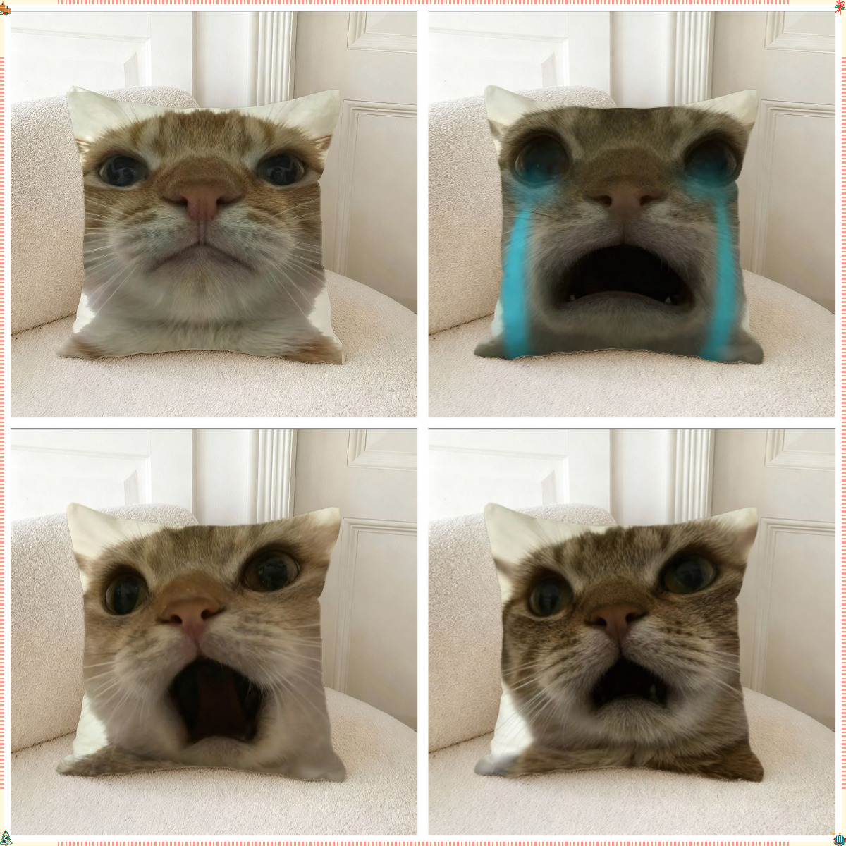 Cute Kitten Print Pillow Funny - đánh giá và giá Home Decor Emoji