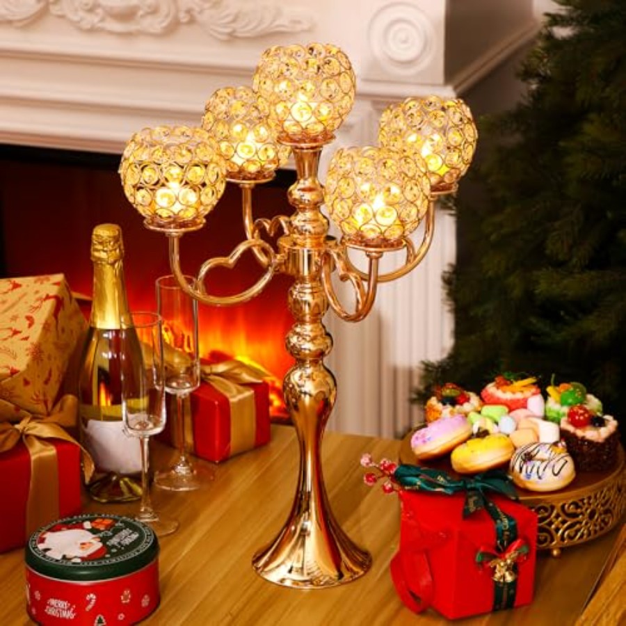 4 Pcs 5 Arm Crystal Candelabra - đánh giá và giá Home Decor Gold