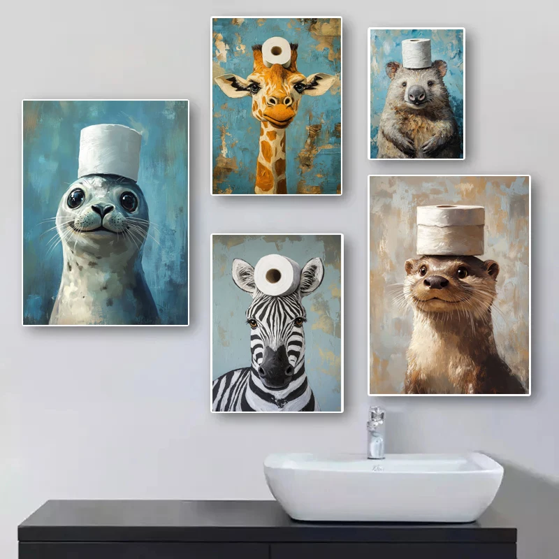 Cartoon Cute Funny Animals wit - đánh giá và giá Home Decor Scrap