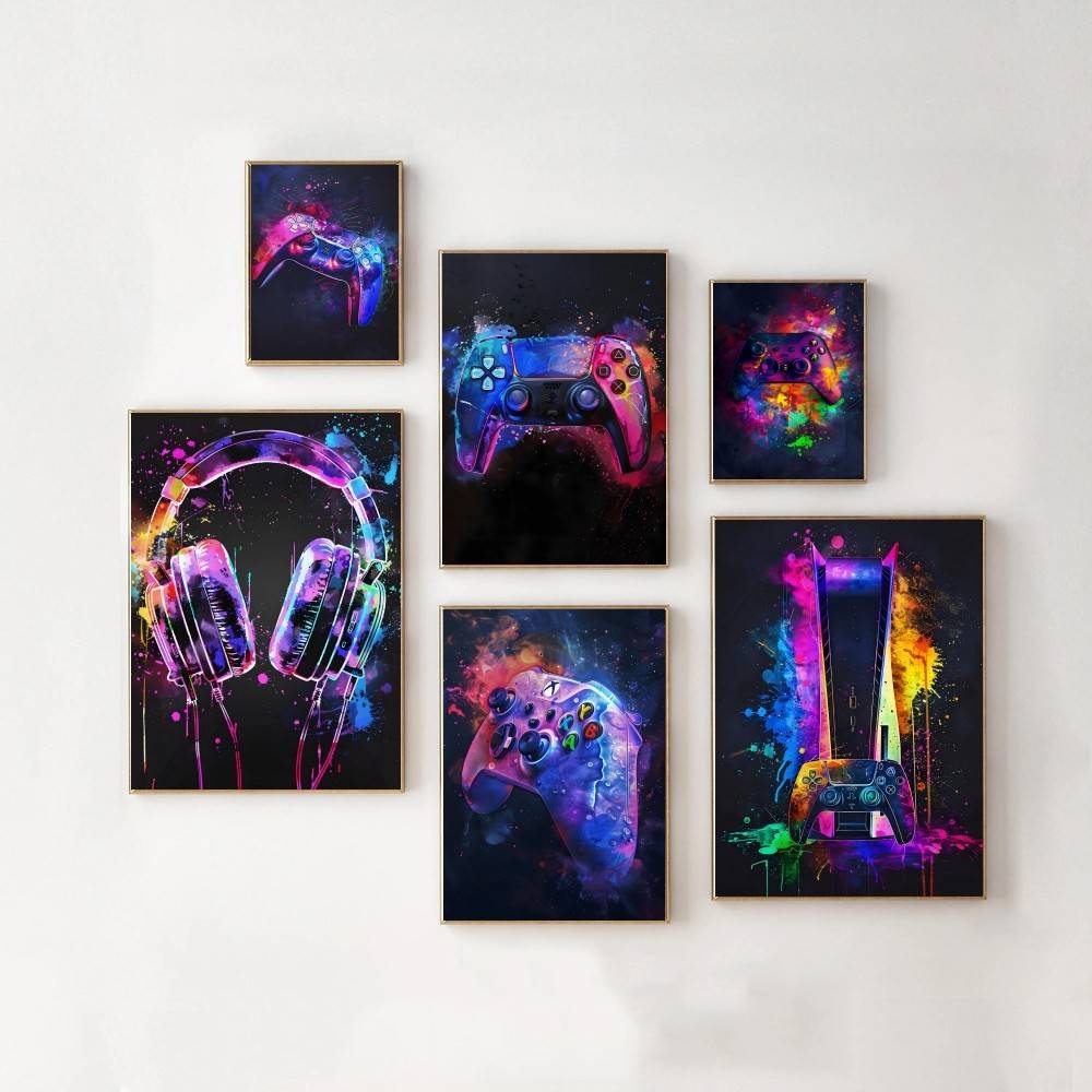 Watercolor Neon Video Game X-X - đánh giá và giá Home Decor Xbox Games