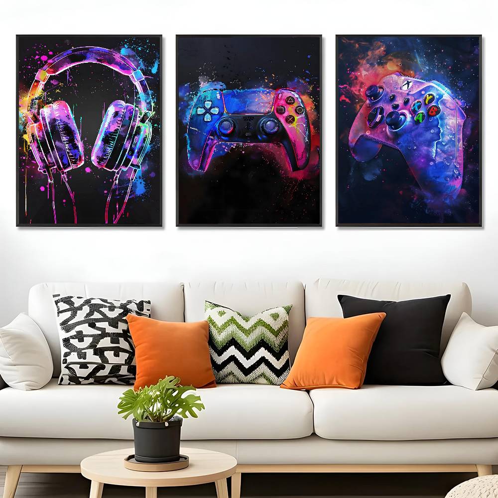 Watercolor Neon Video Game X-X - đánh giá và giá Home Decor Xbox Games