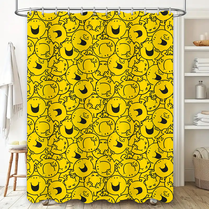 Yellow Shower Curtain with Hap - đánh giá và giá Home Decor Emoji