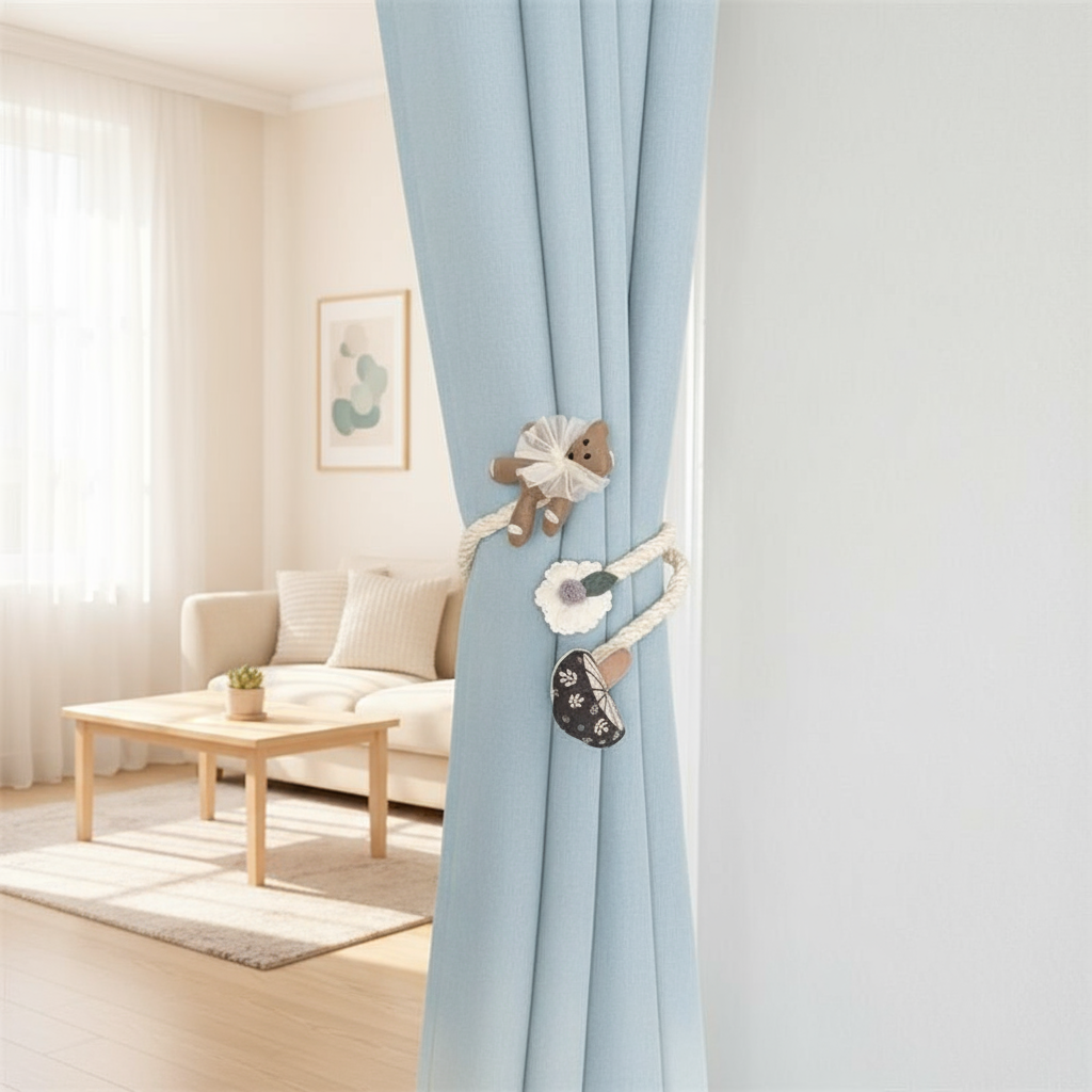 2Pcs  Cute Cartoon Bear and Fl - đánh giá và giá Home Decor Curtains