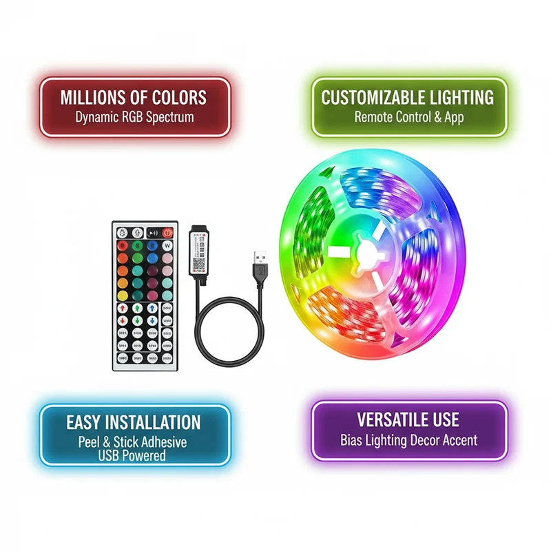 1-20m RGB LED Strip Lights 5V  - đánh giá và giá Home Decor App Free