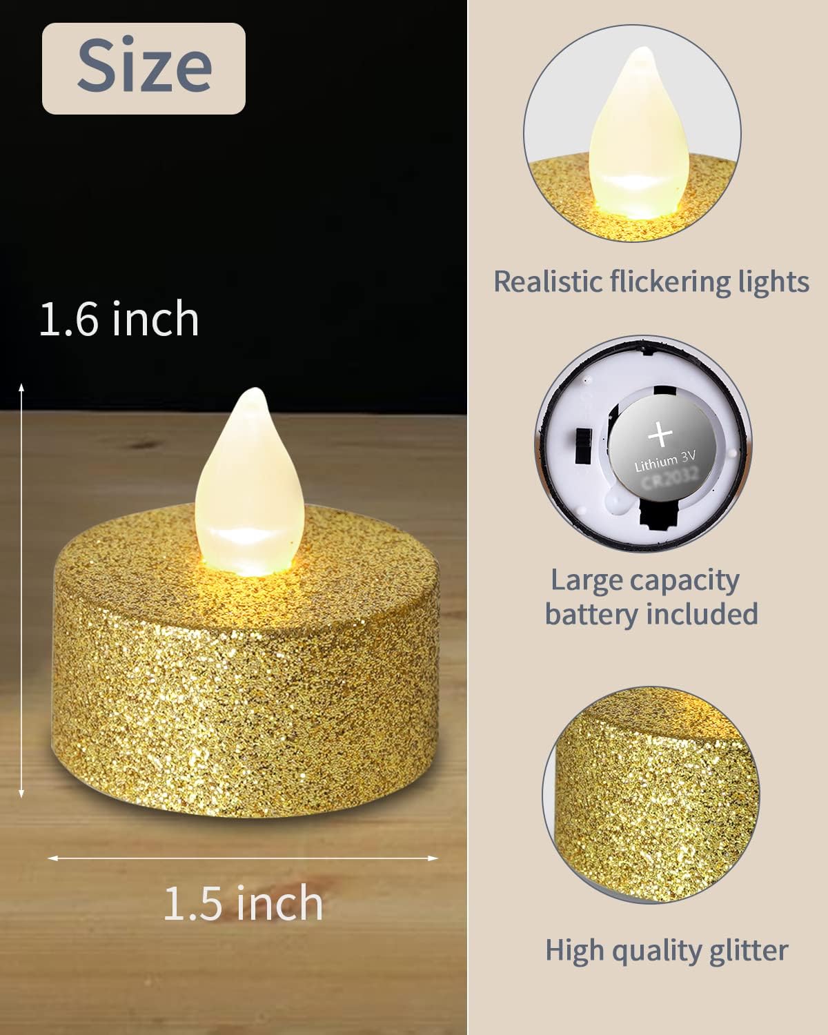 Gold LED Tea Lights, 24 Pack F - đánh giá và giá Home Decor Gold