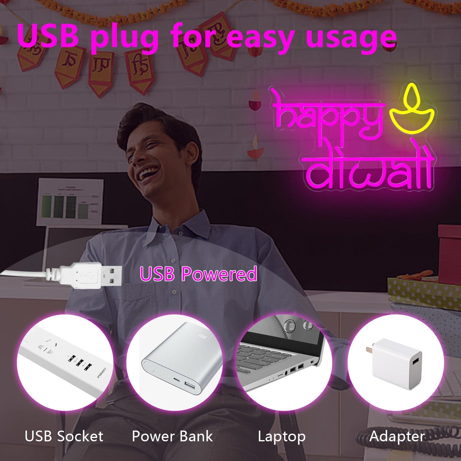 Happy Diwali Neon Sign USB Pow - đánh giá và giá Home Decor Lighting