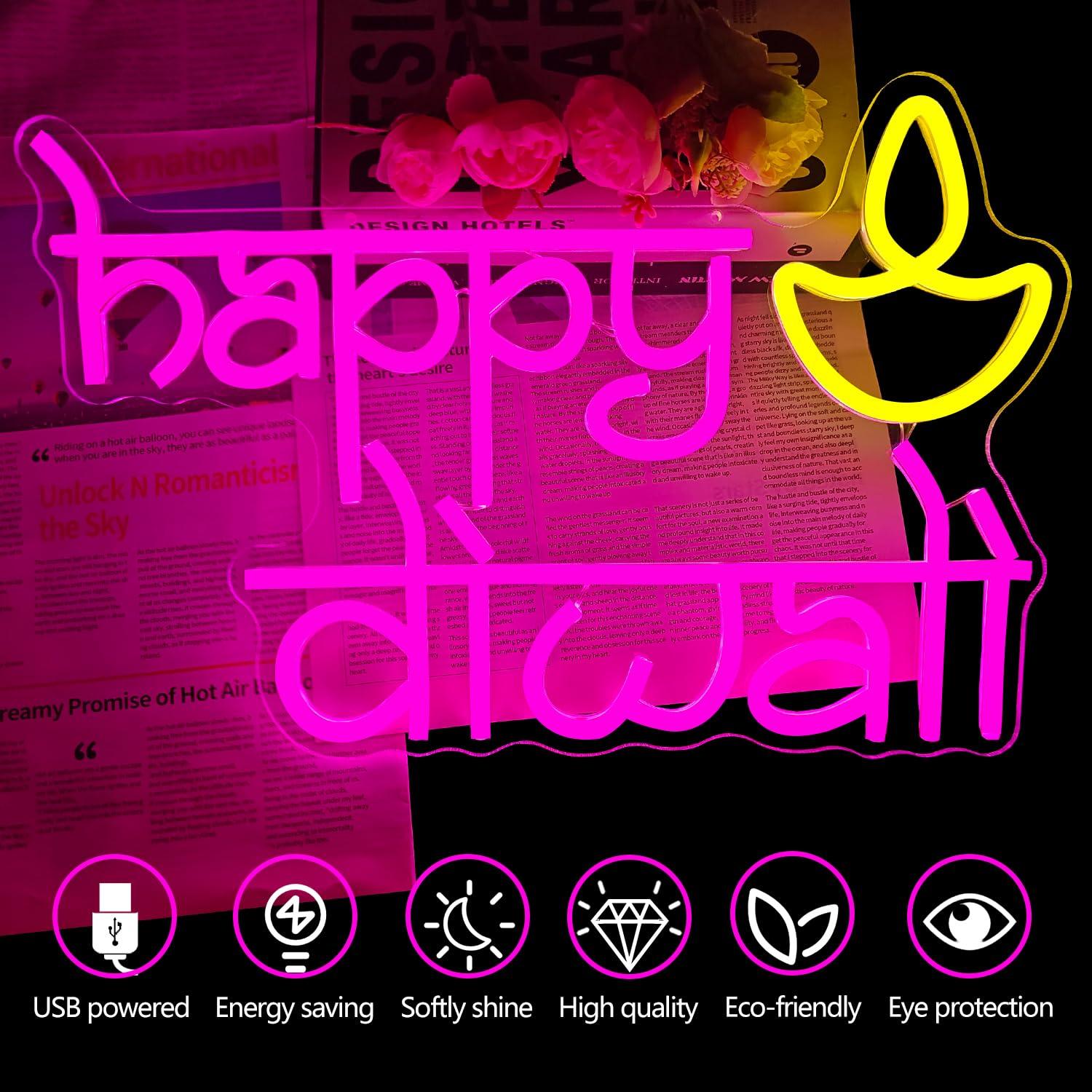 Happy Diwali Neon Sign USB Pow - đánh giá và giá Home Decor Lighting