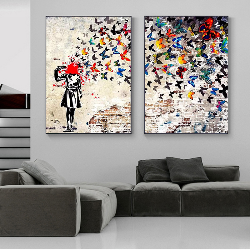 Banksy Butterfly Girl Poster a - đánh giá và giá Home Decor Zen