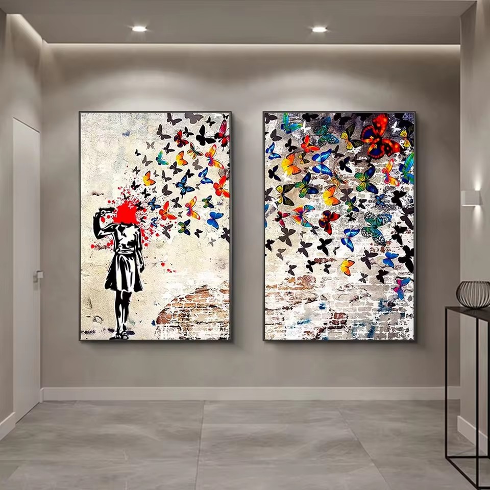 Banksy Butterfly Girl Poster a - đánh giá và giá Home Decor Zen
