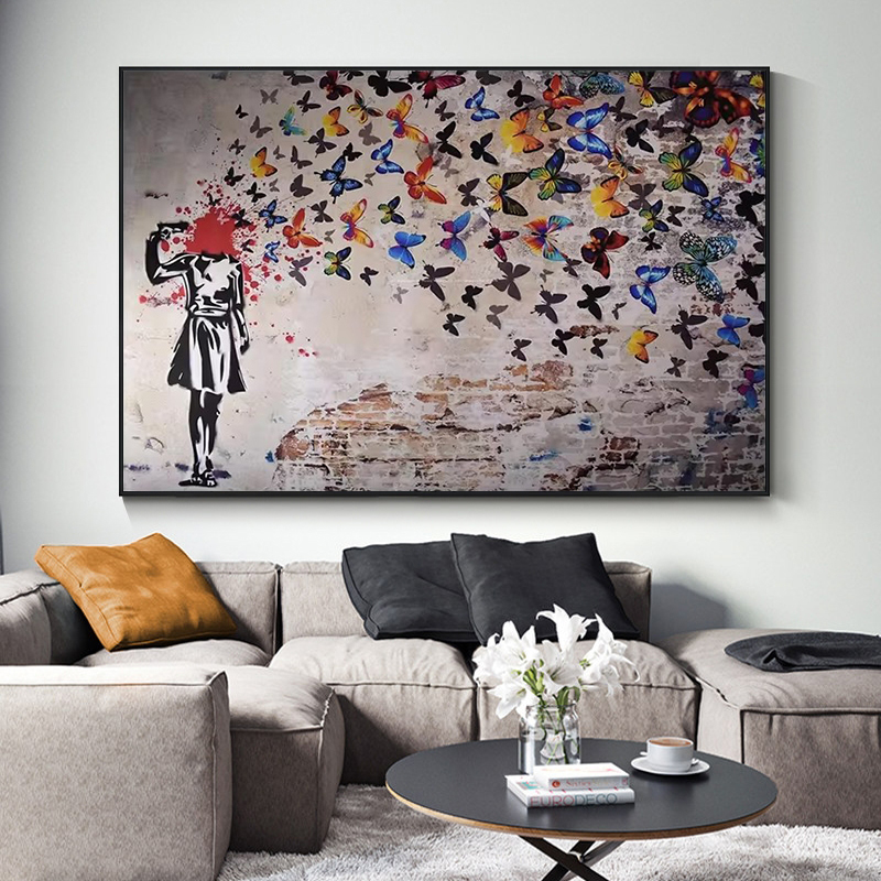 Banksy Butterfly Girl Poster a - đánh giá và giá Home Decor Zen