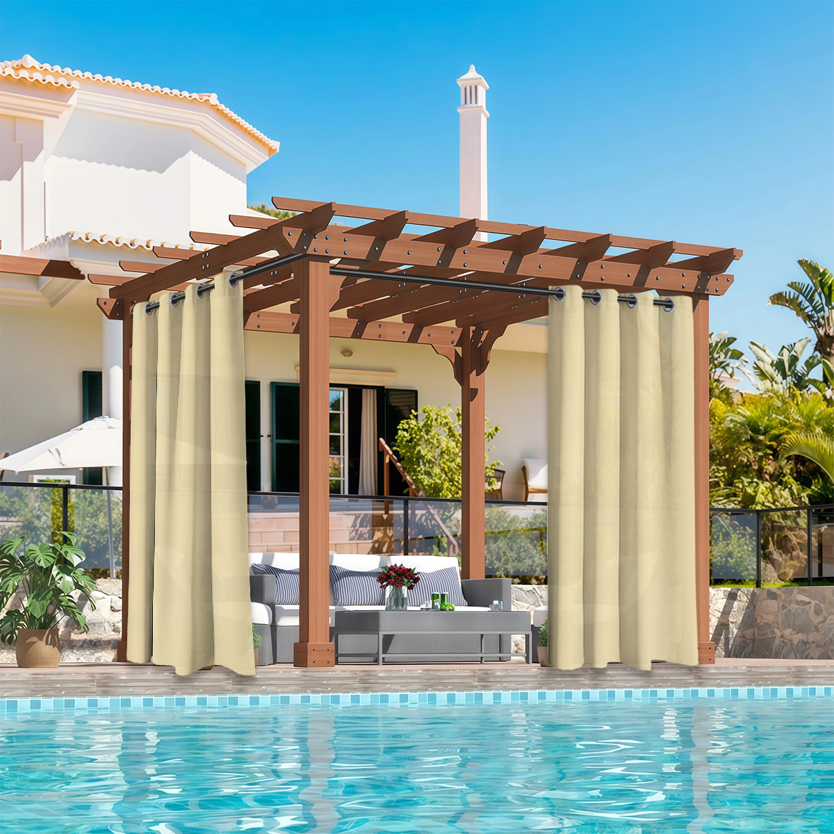 2 PCS Outdoor Light Filtering  - đánh giá và giá Home Decor Curtains