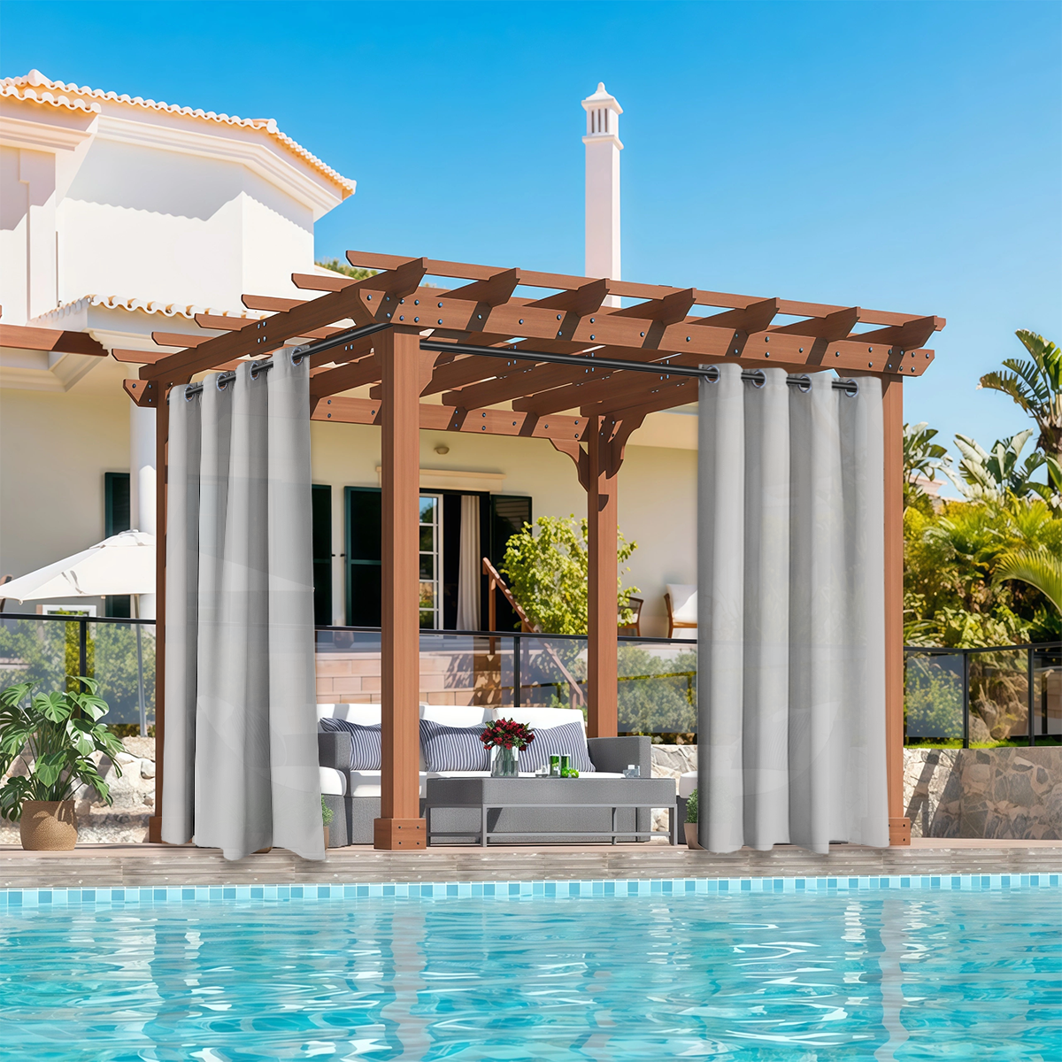 2 PCS Outdoor Light Filtering  - đánh giá và giá Home Decor Curtains