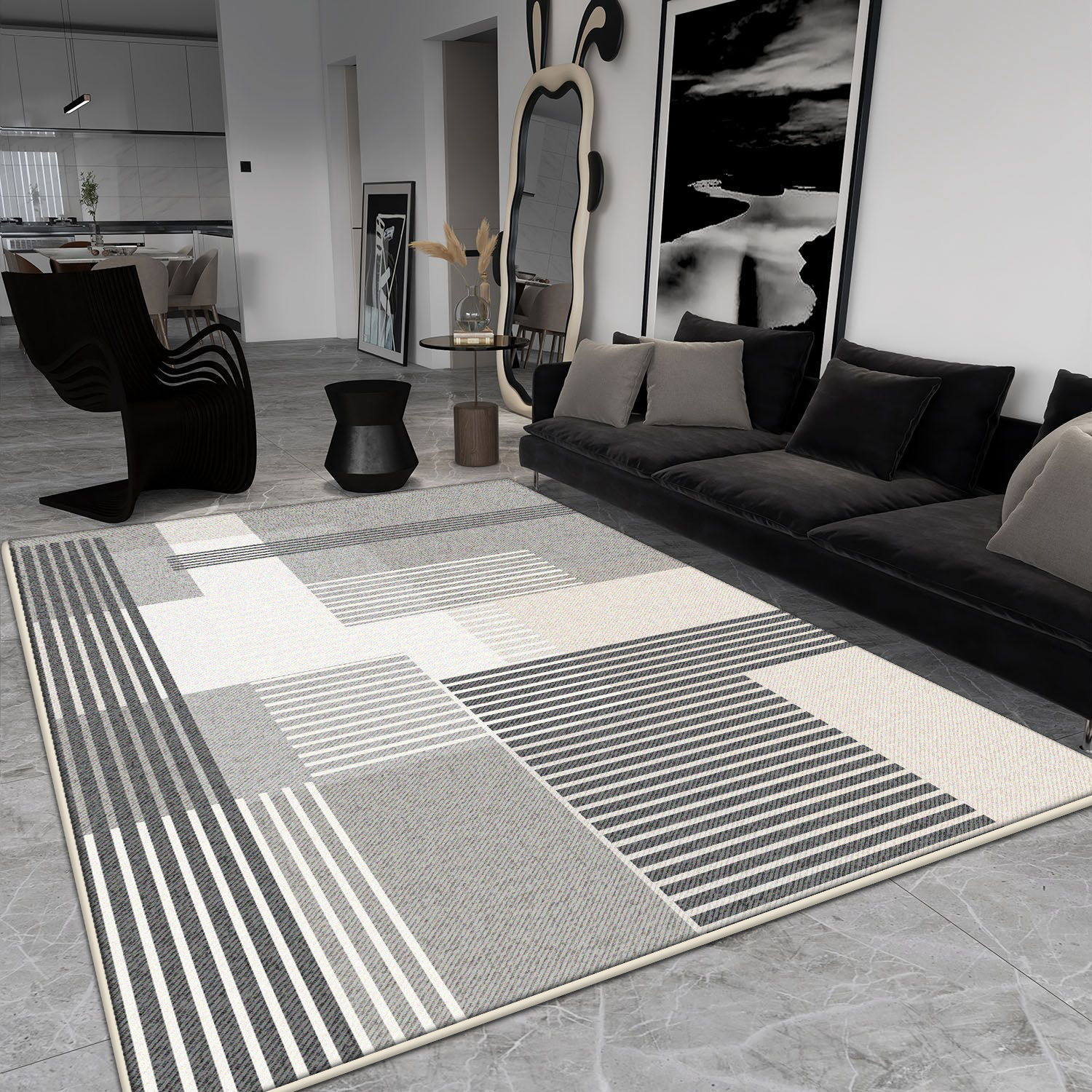 Gray Simple Large Carpet for L - đánh giá và giá Home Decor Ig