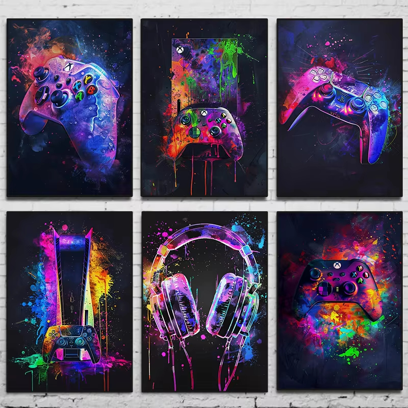 Watercolor Neon Video Game Pos - đánh giá và giá Home Decor Xbox Games