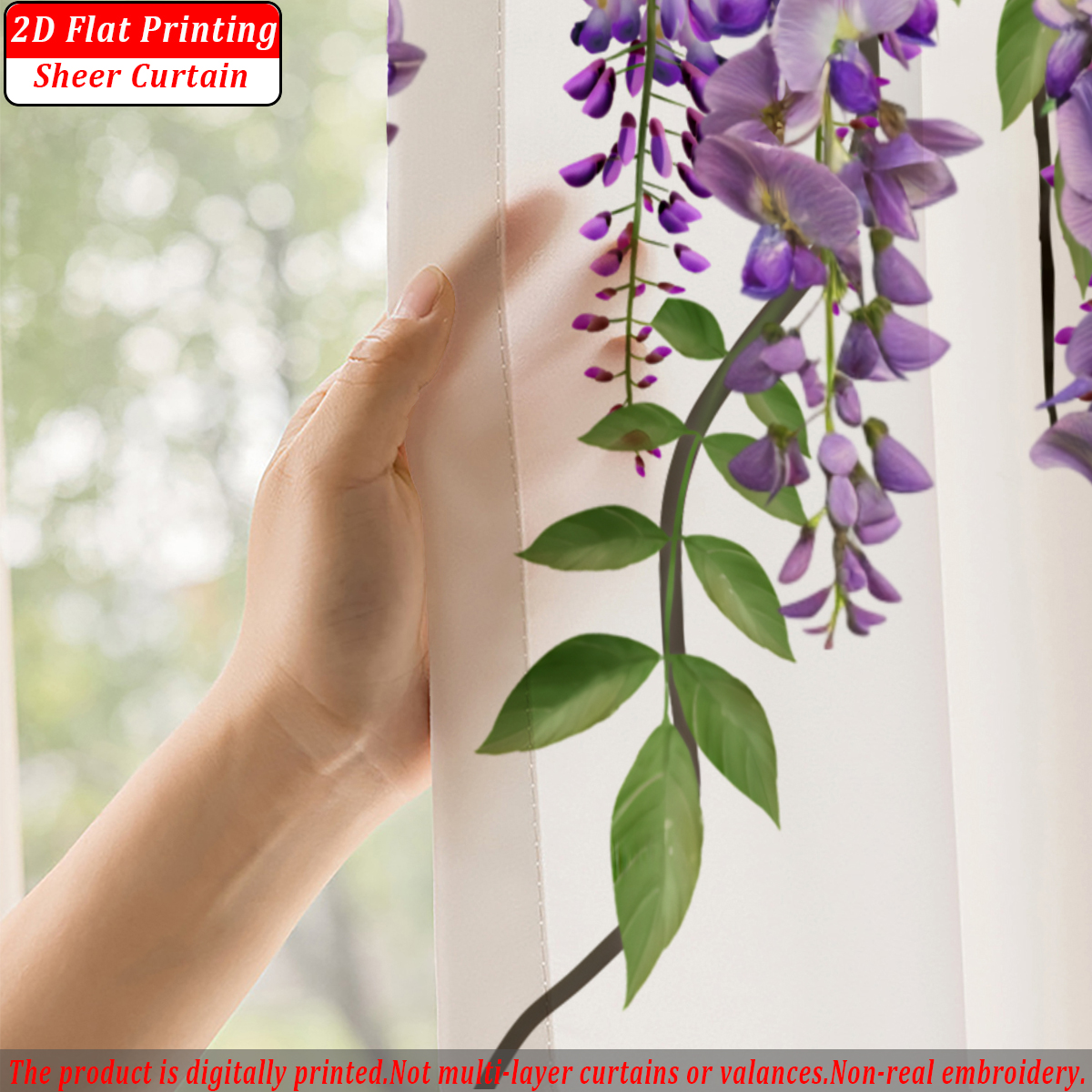 Purple Wisteria Flower Flat Pr - đánh giá và giá Home Decor Curtains