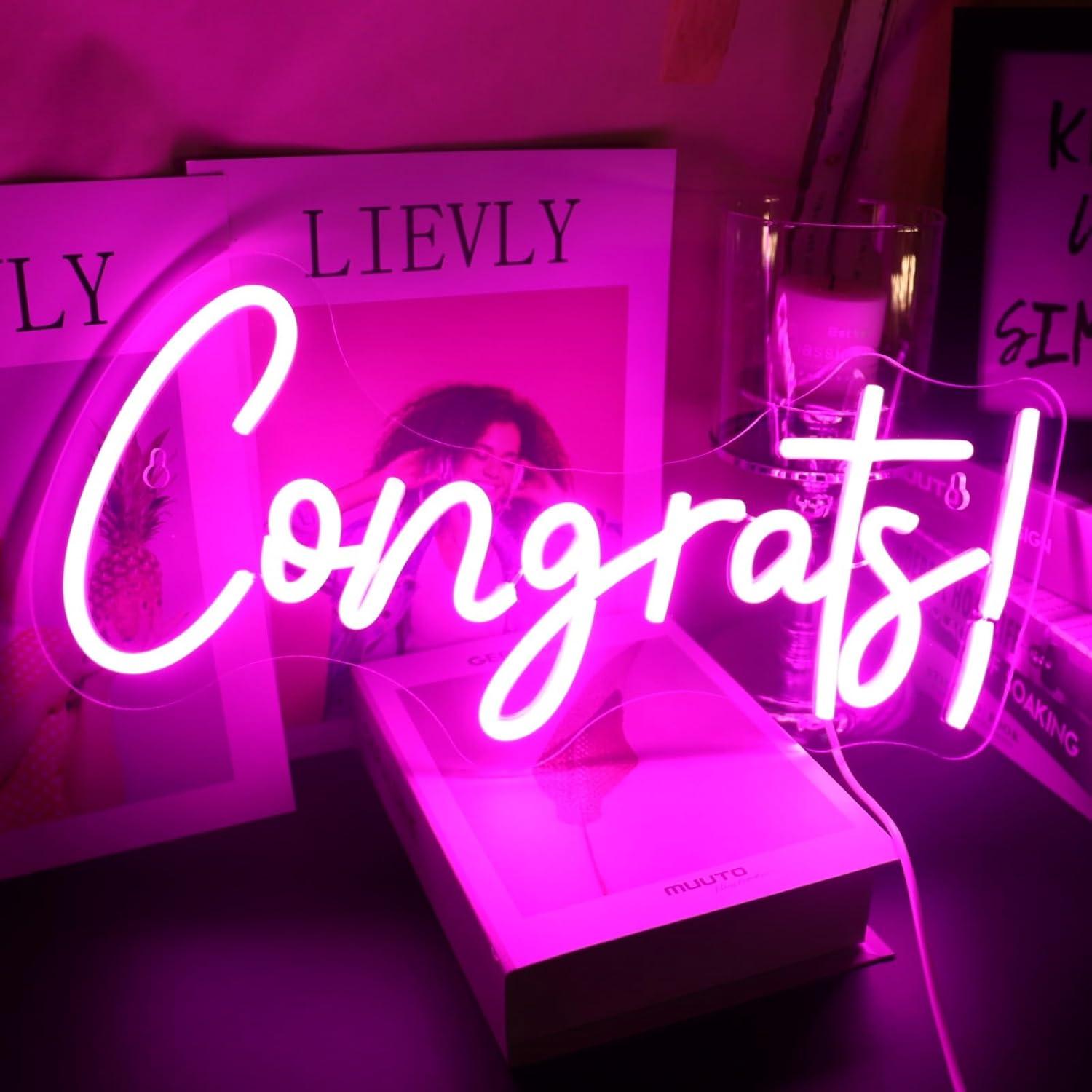 Congrats Neon Sign LED Word Li - đánh giá và giá Home Decor Lighting