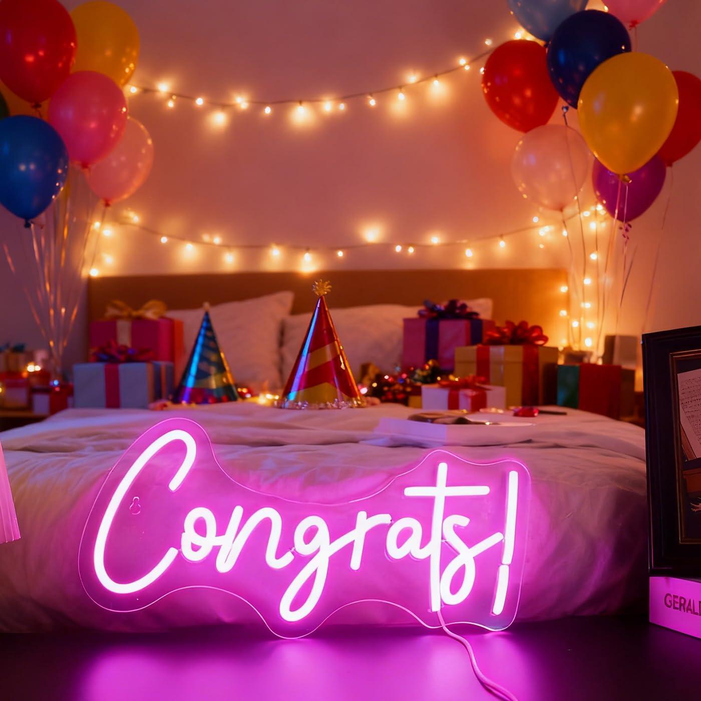Congrats Neon Sign LED Word Li - đánh giá và giá Home Decor Lighting