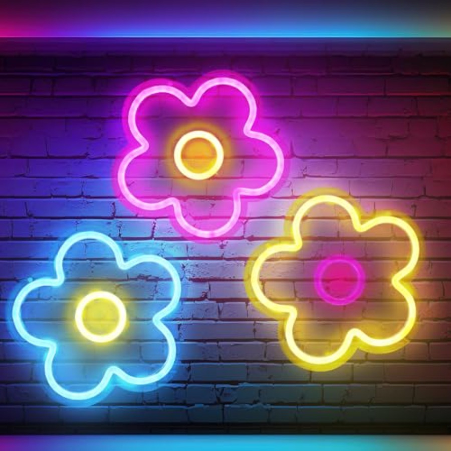 3 Pcs Flower Neon Sign Light u - đánh giá và giá Home Decor Retro