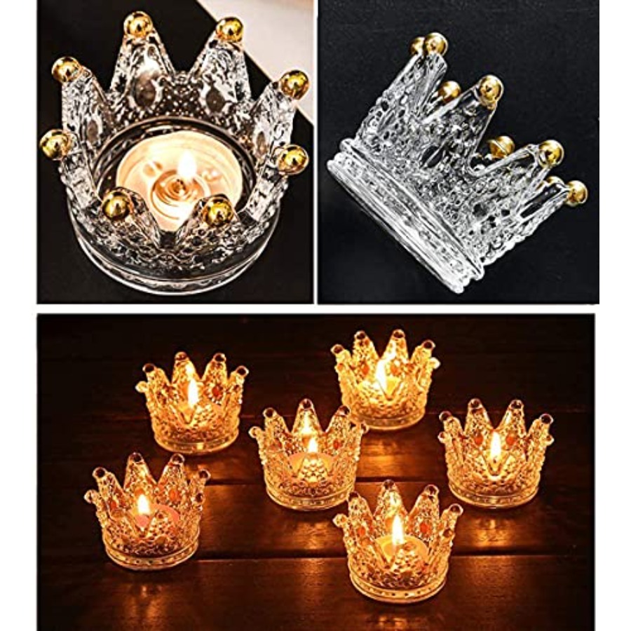 Crown Glass Tealight Candle Ho - đánh giá và giá Home Decor Gold