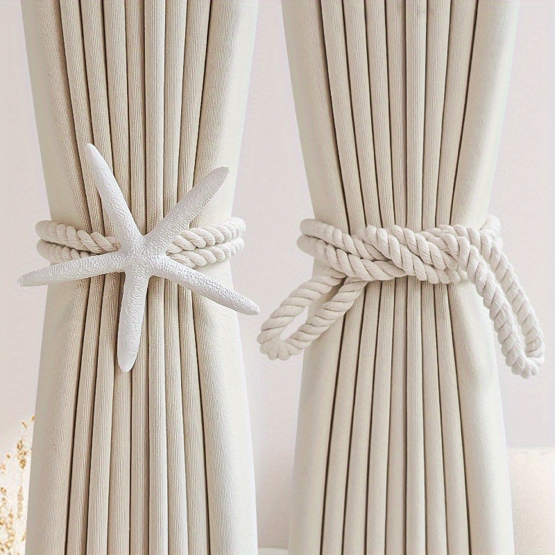 2PCS Natural Starfish Curtain  - đánh giá và giá Home Decor Curtains