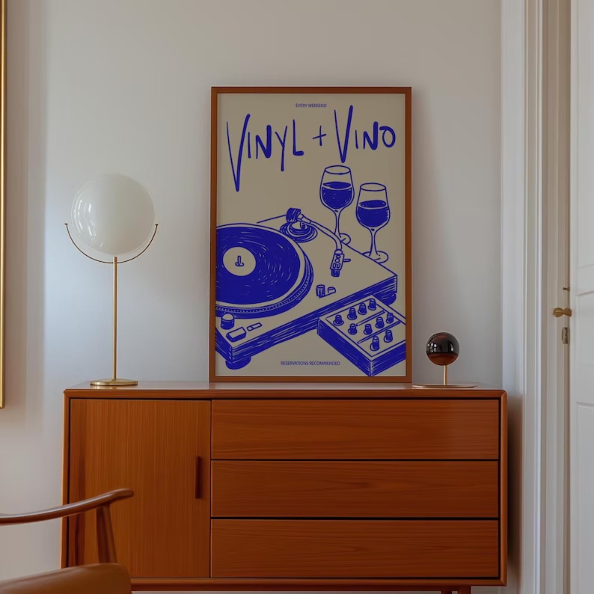 Vinyl & Vino Music Illustratio - đánh giá và giá Home Decor Online