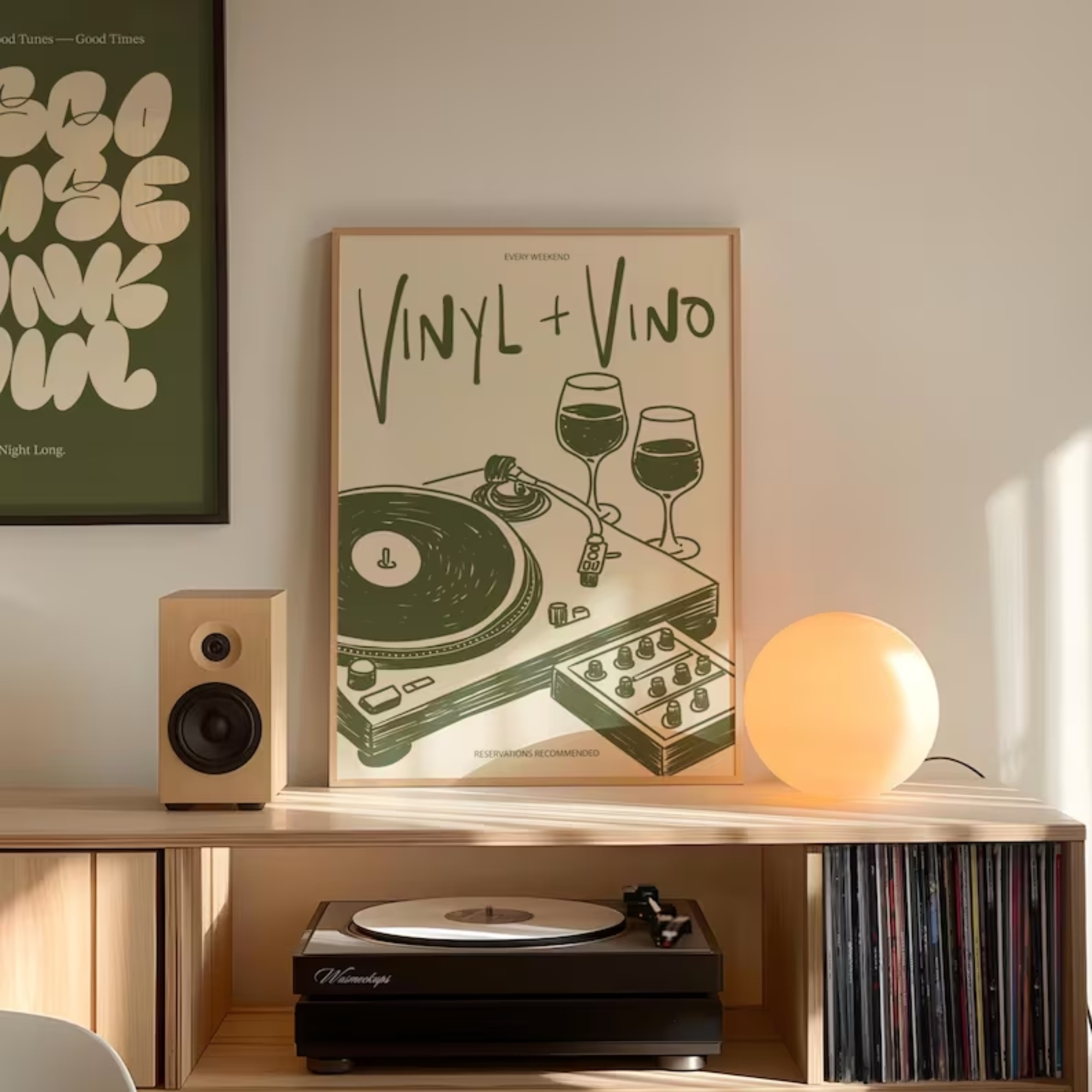 Vinyl & Vino Music Illustratio - đánh giá và giá Home Decor Online