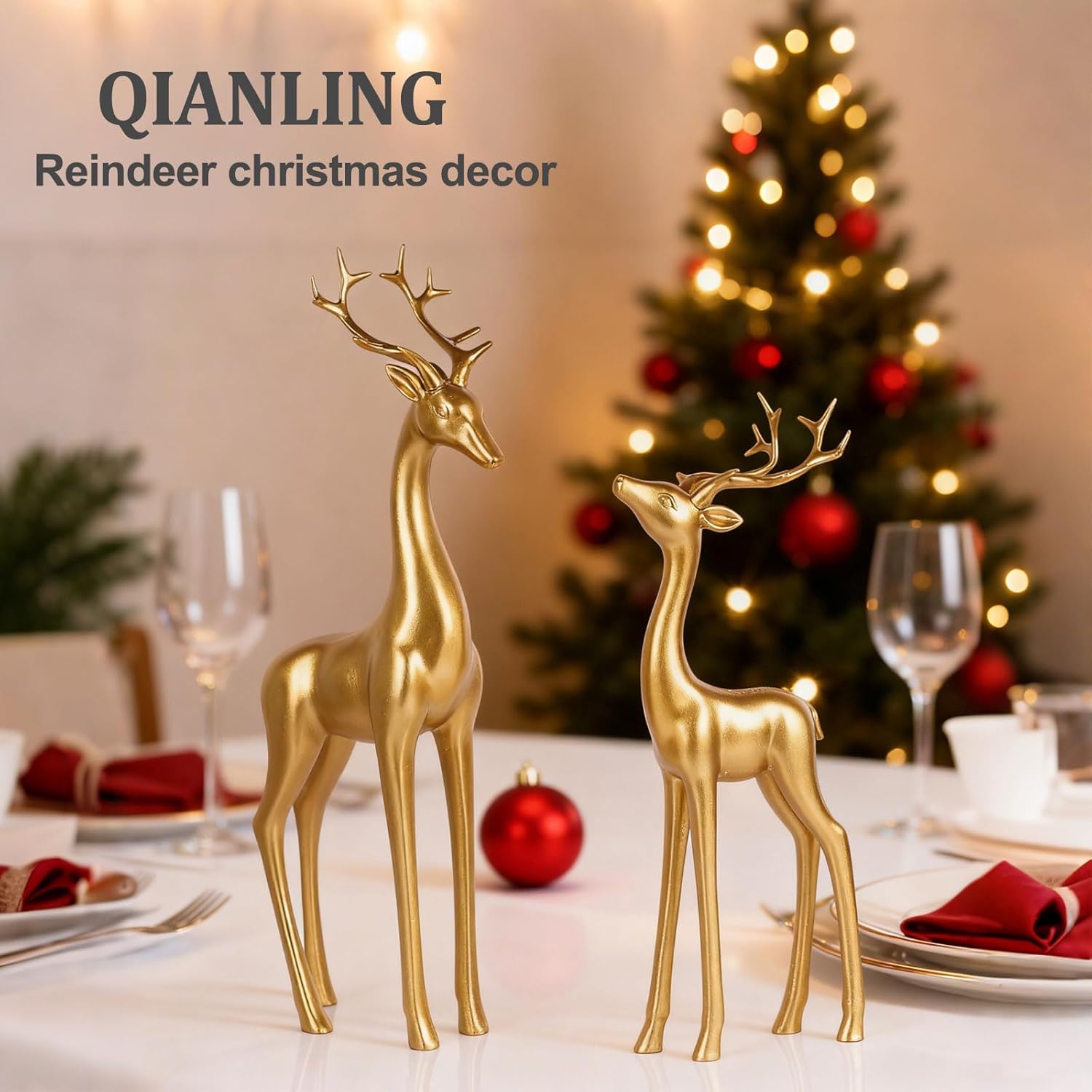 Large Gold Reindeer Figurines, - đánh giá và giá Home Decor Gold