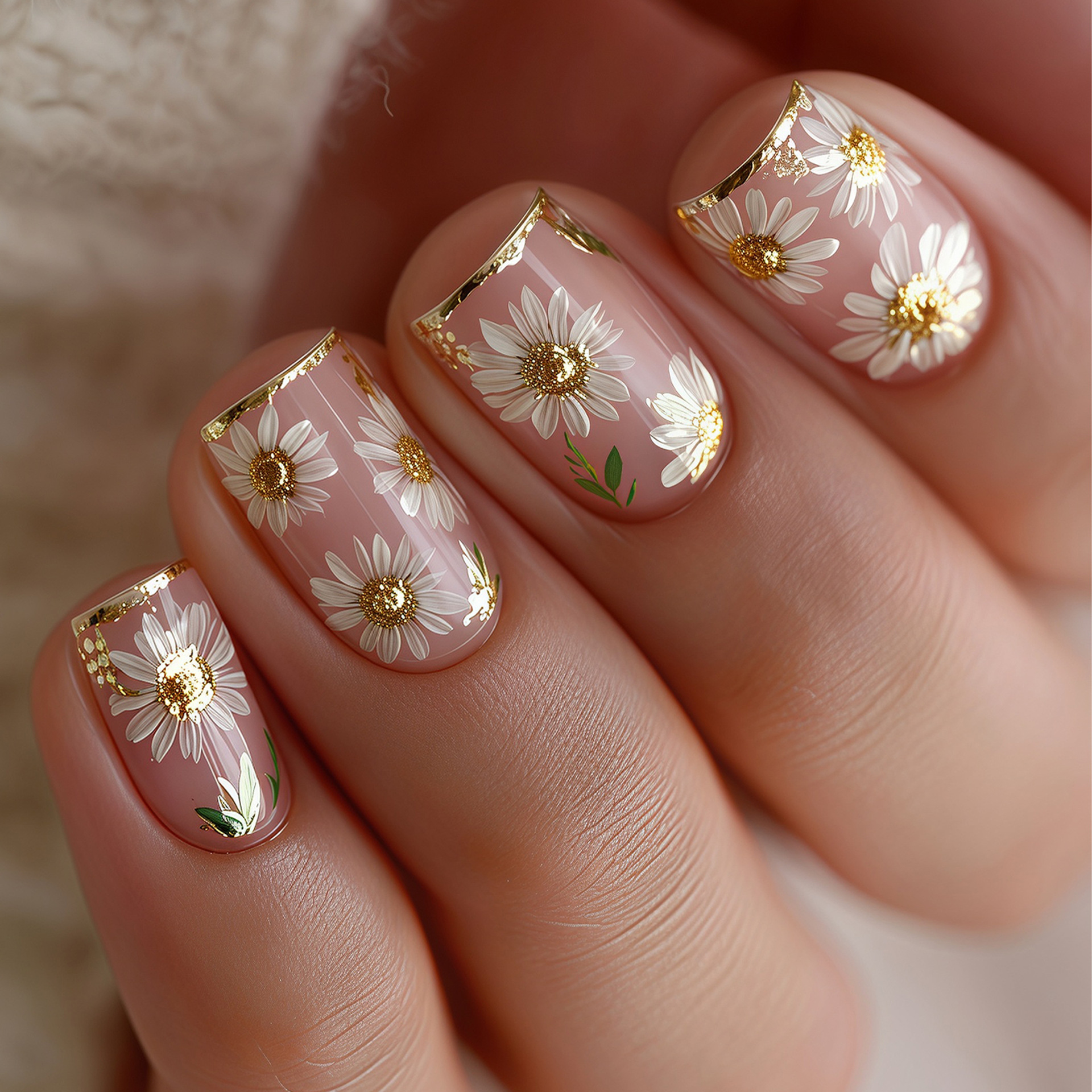 Short Square fake nails golden - đánh giá và giá Pressed Flower Frame