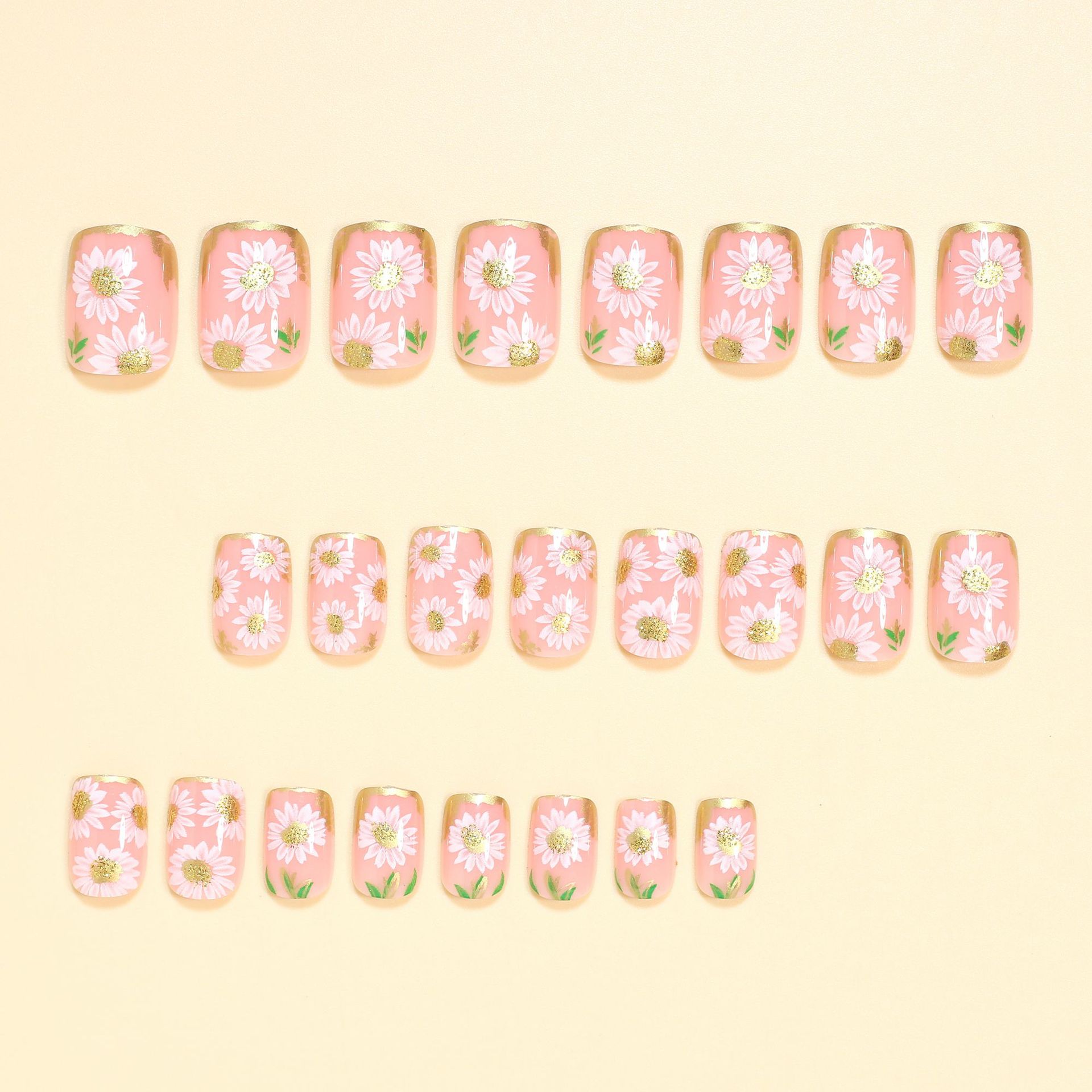 Short Square fake nails golden - đánh giá và giá Pressed Flower Frame