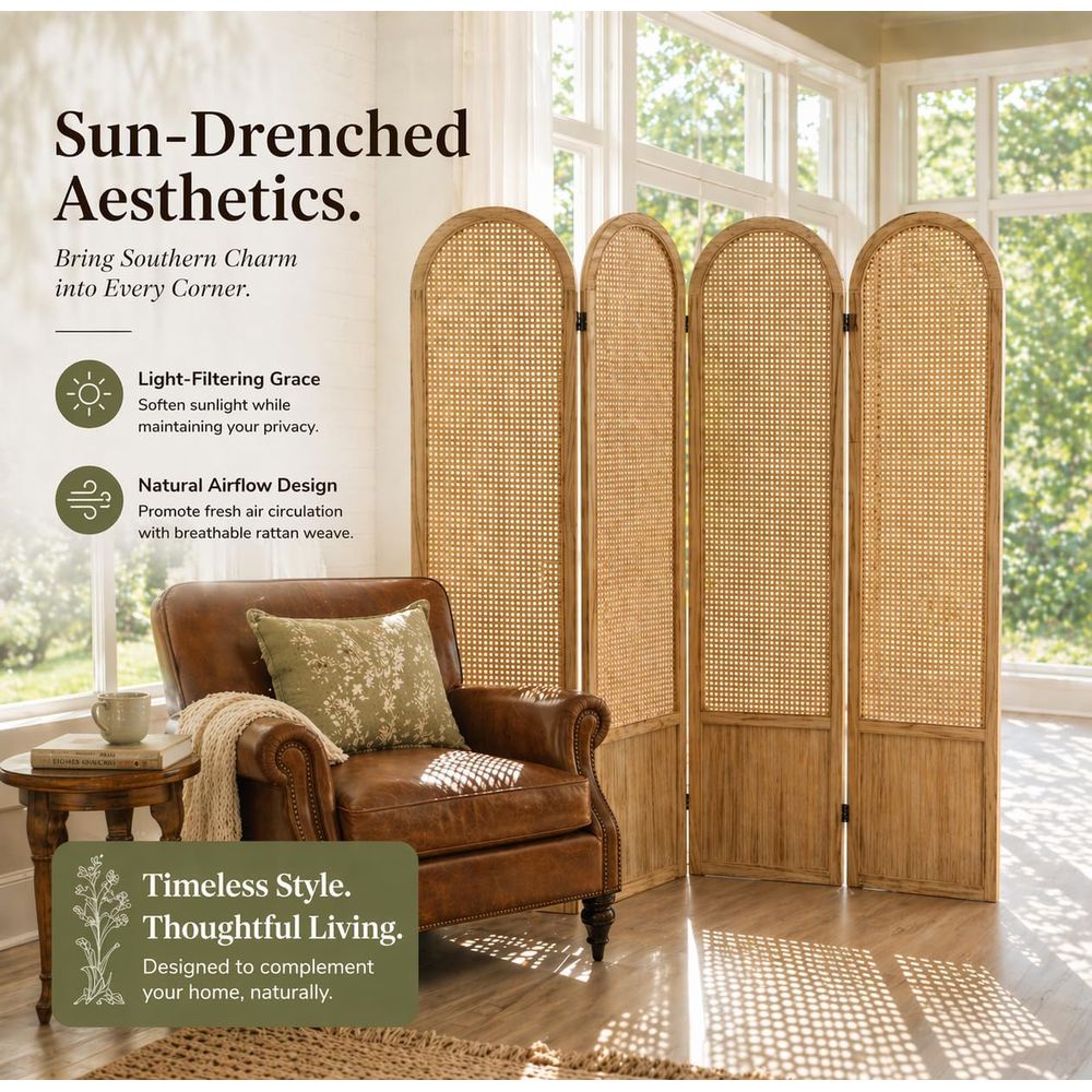 4-Panel Wooden Privacy Screen, - đánh giá và giá Room Divider Screen