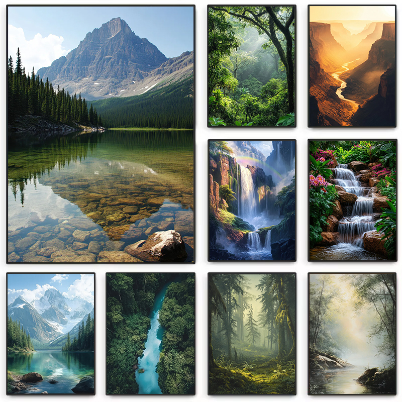 Peaceful Lake Forest Waterfall - đánh giá và giá Home Decor Zen