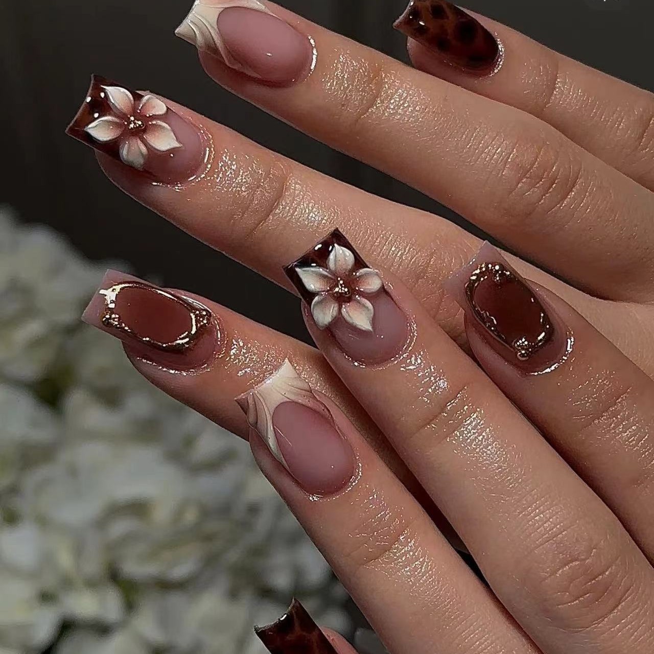 Short square fake nails for wo - đánh giá và giá Pressed Flower Frame