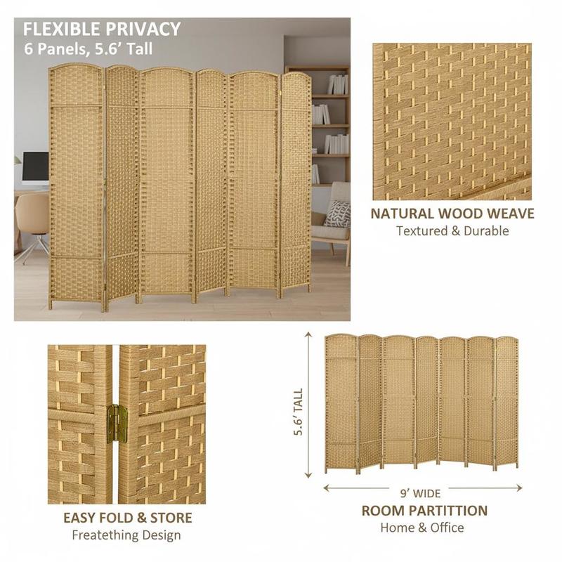 Folding Room Divider Screen 6  - đánh giá và giá Room Divider Screen