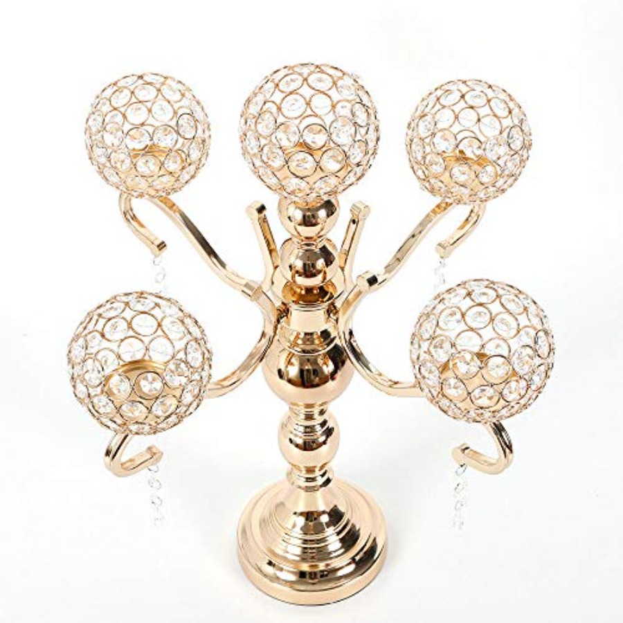 5 Arms Candle Holder for Weddi - đánh giá và giá Home Decor Gold