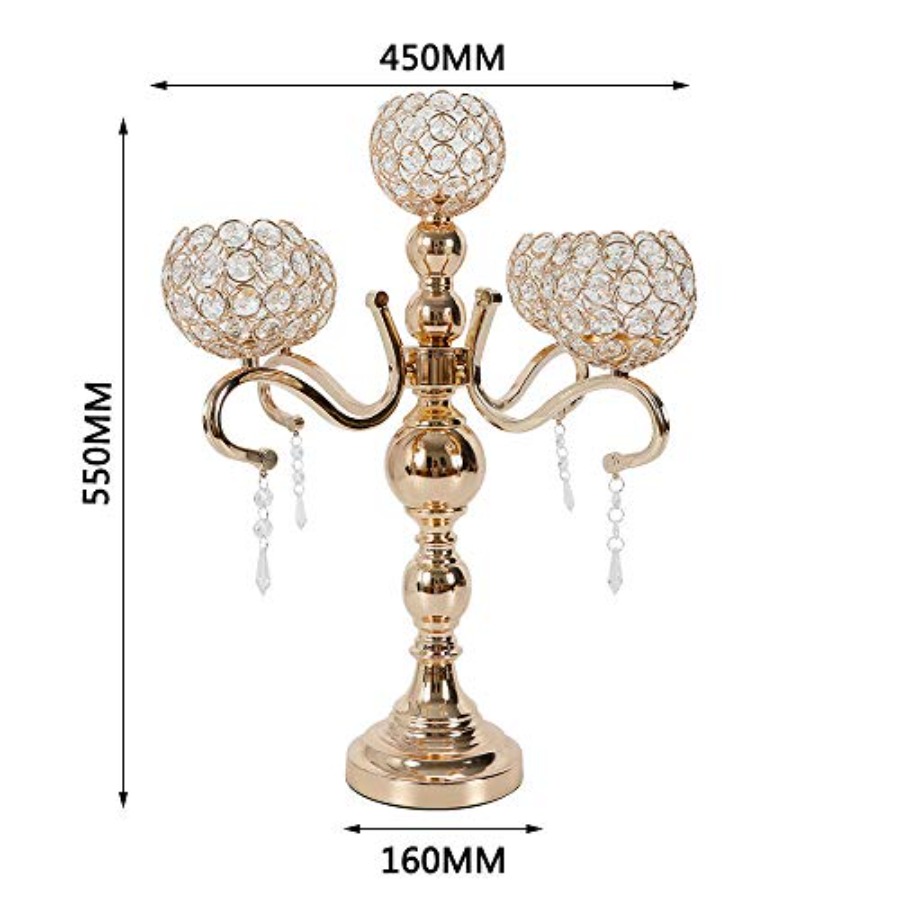 5 Arms Candle Holder for Weddi - đánh giá và giá Home Decor Gold