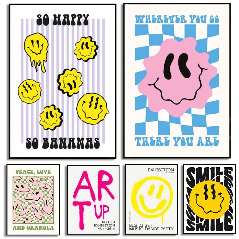 Classic Abstract Wall Art Smil - đánh giá và giá Home Decor Emoji